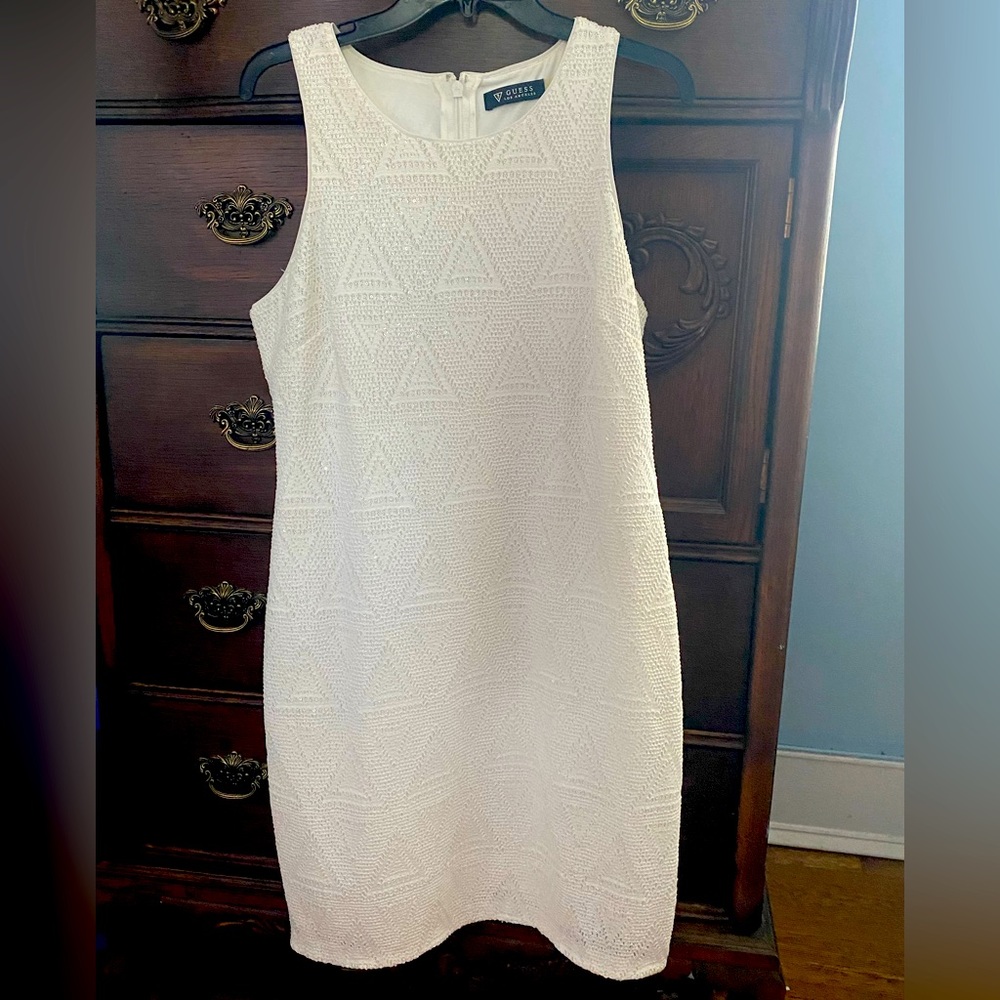 Guess Size 14 white sheath dress